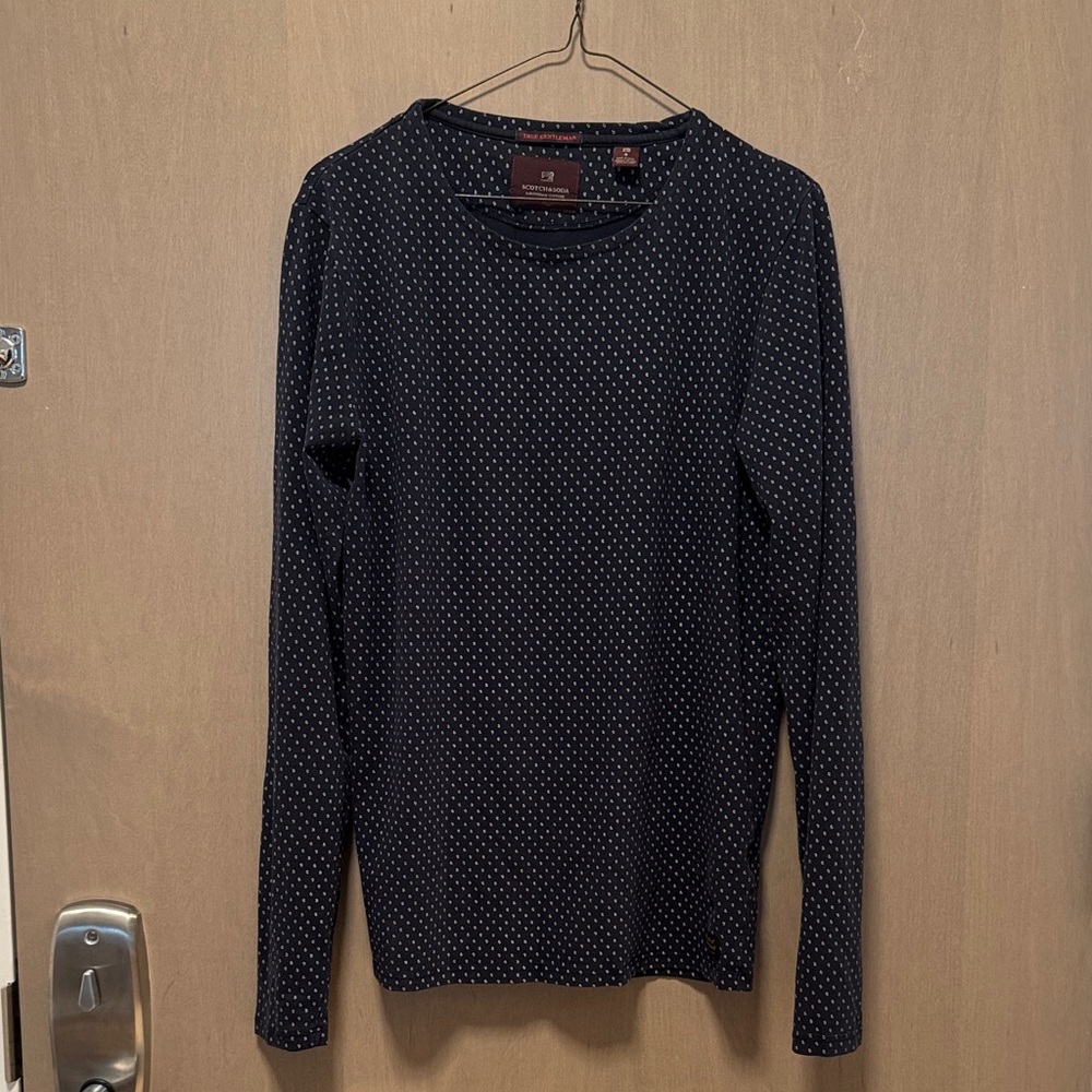 Men’s Scotch & Soda Navy Patterned Long Sleeve Shirt